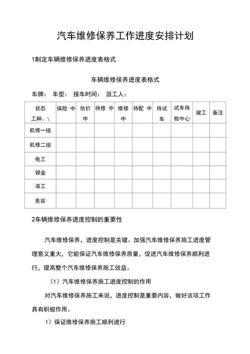 维修厂生产安排计划:优化布局,提升效率,保障车辆安全出行